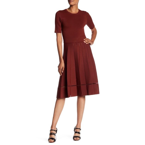 A.L.C TRACEY PLEATED KNIT RIB DRESS IN COPPER - Picture 3 of 6